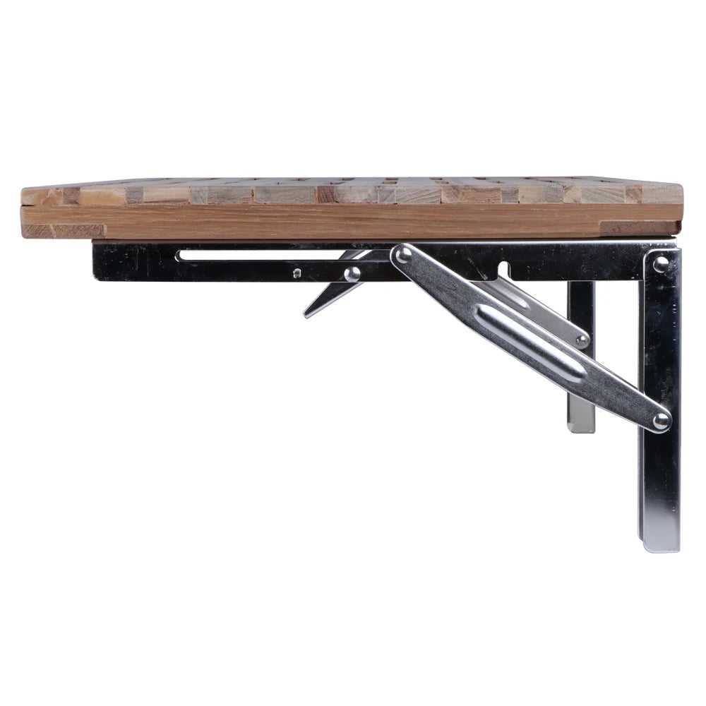 445mm*330mm Teak Wall Mount Fold Down Bench with Slots for Boat, Shower Room, Steam, Sauna Room
