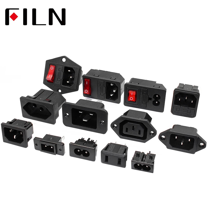 FL-AC-11 1PC 3-PIN IEC320 C14 Male Power Cord Inlet Socket Receptacle Connector With Fuse Holder 250V 10A