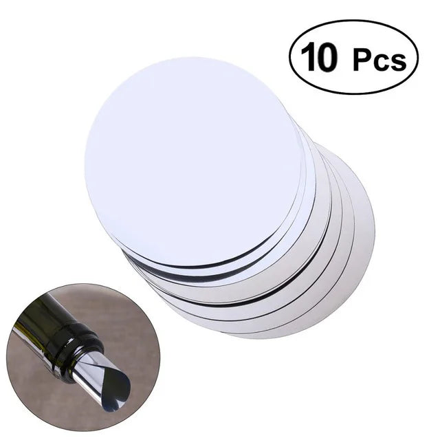 10/20pcs/ Set Silver Aluminum Foil Wine Pourer Disc Foldable Flexible Reusable Mini Drip Stop Pour Spouts Disk