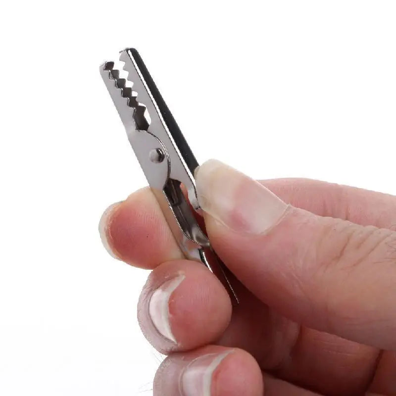 100 Pcs Electric Test Crocodile Alligator Clips Clamps Silver Tone 50MM