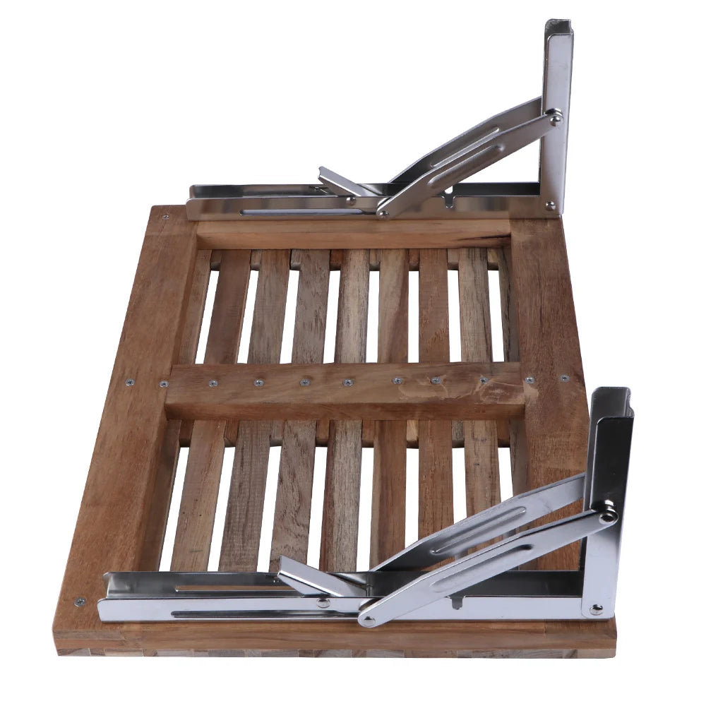 445mm*330mm Teak Wall Mount Fold Down Bench with Slots for Boat, Shower Room, Steam, Sauna Room