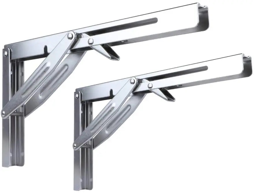 2 Pieces Folding Heavy Duty Shelf-Bracket Bench Table Folding Shelf or Bracket, Max. Load 550lbs
