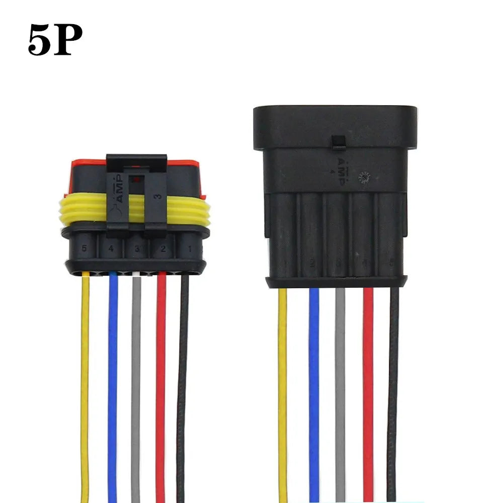 1set AMP 1P 2P 3P 4P 5P 6P Way Waterproof Electrical Auto Connector Male Female Plug with Wire Cable harness for Car Motorcycle