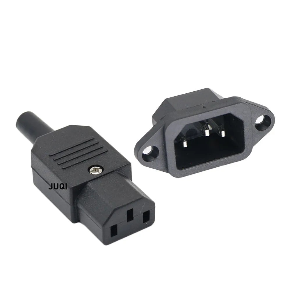 Black CE IEC320 C13 C14 AC Power Panel Socket Rewirable Wiring Plug Electric Battery Receptacle Docking Outlet 10A 250V