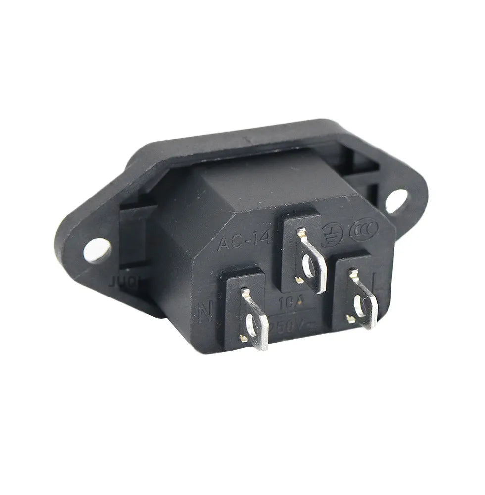 Black CE IEC320 C13 C14 AC Power Panel Socket Rewirable Wiring Plug Electric Battery Receptacle Docking Outlet 10A 250V