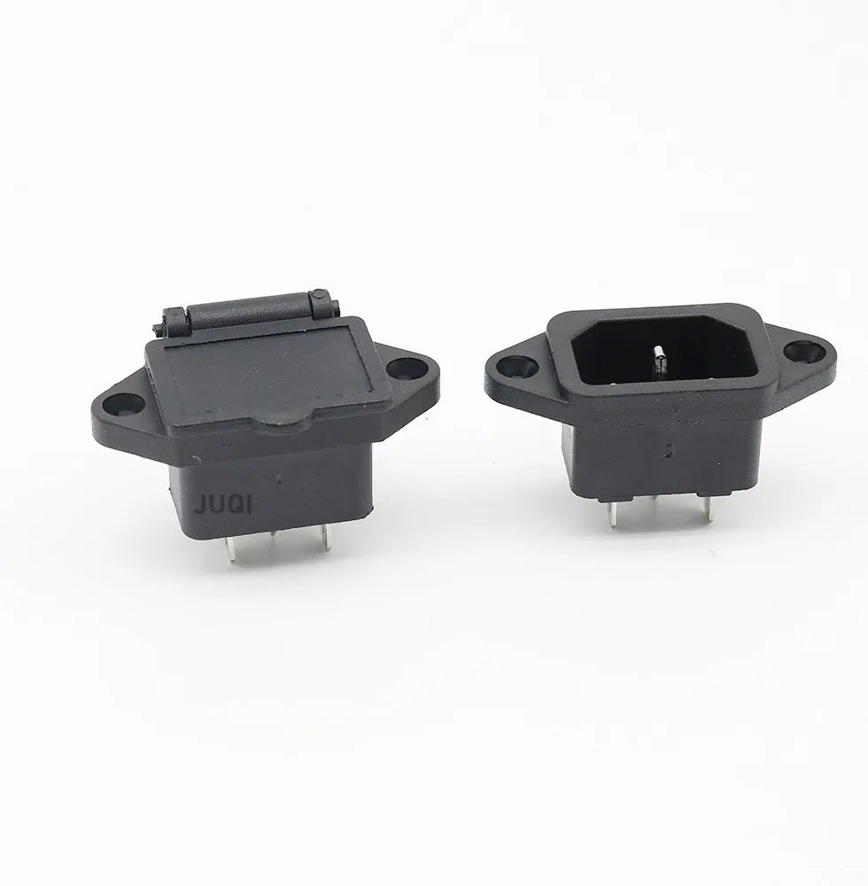 Black CE IEC320 C13 C14 AC Power Panel Socket Rewirable Wiring Plug Electric Battery Receptacle Docking Outlet 10A 250V