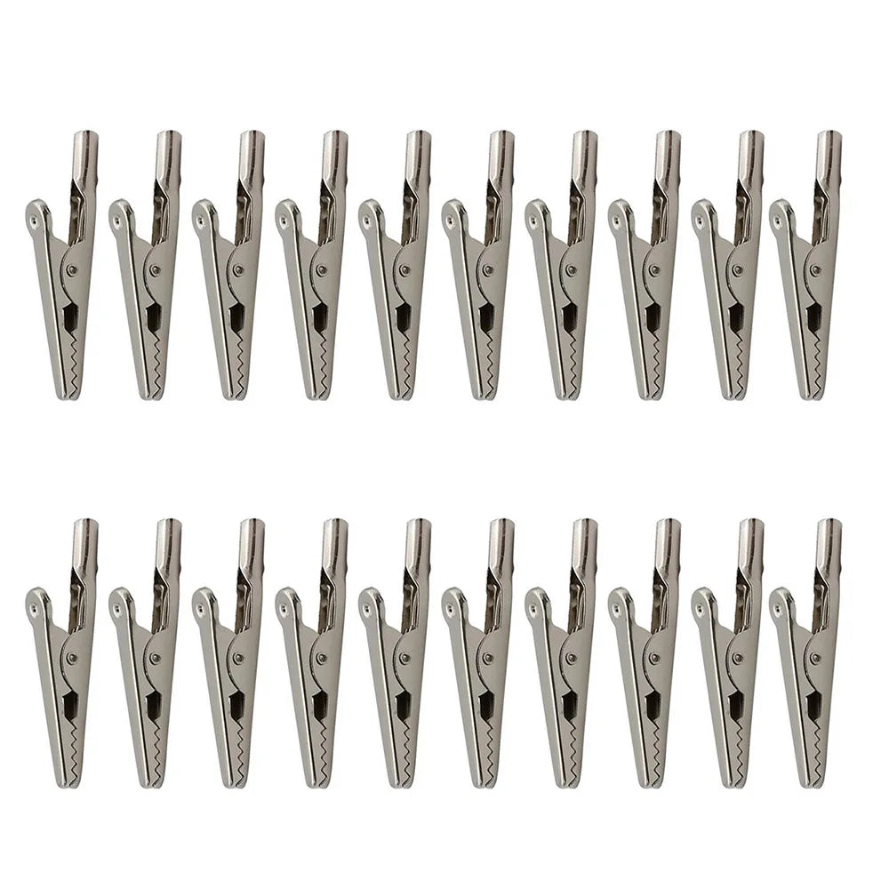 20Pcs Silver Tone Metal Alligator Clip Cable Lead Crocodile Clamps 50mm