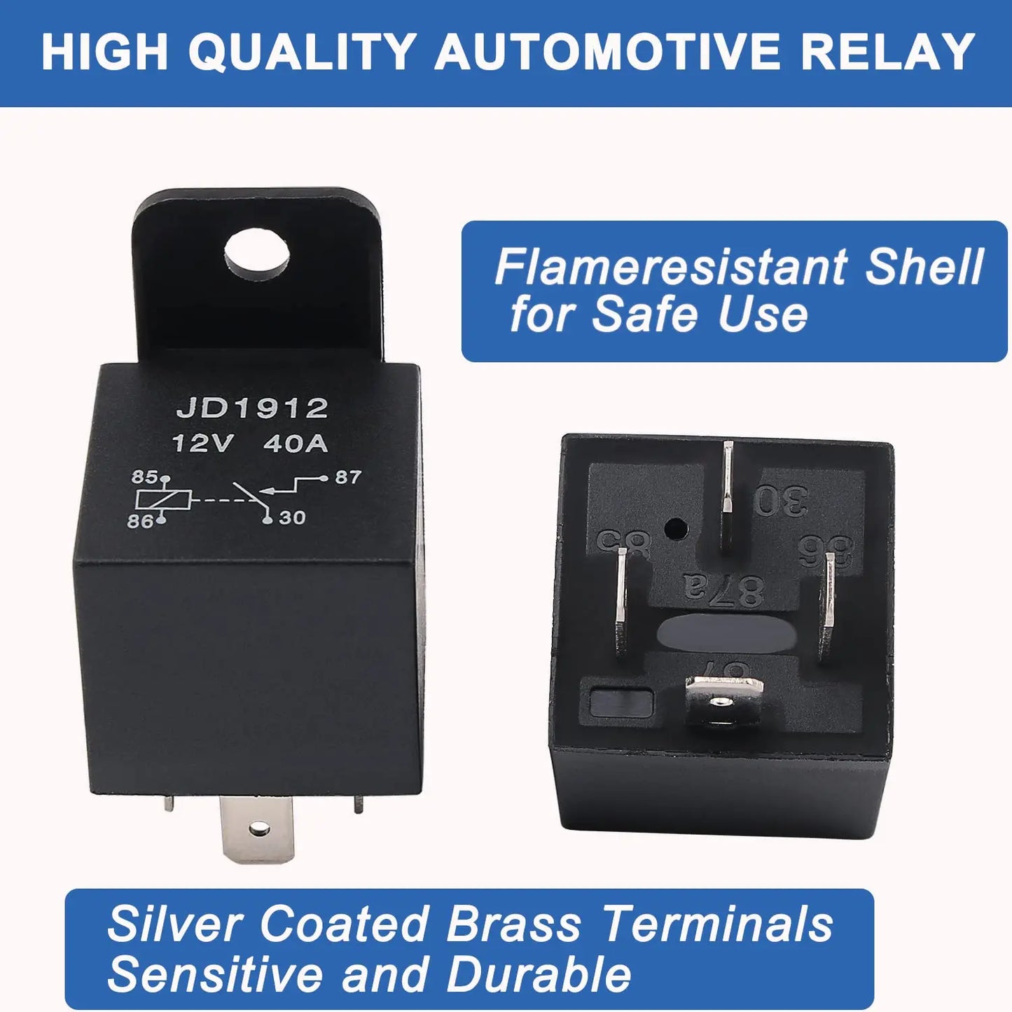 1pcs 40Amp Automotive Relay with Interlocking Socket Heavy Duty for Truck Car Van Motorcycle Boat Relay 4-pin 12V DC