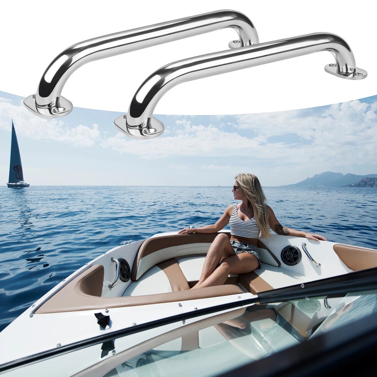 high-quality Stainless Steel 9“ 12“ 16” Grab Handle Handrail Polished Boat / RV / Bath Boat Accessories Marine