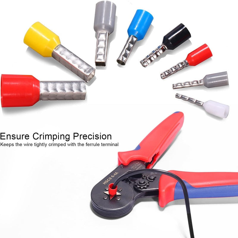 Endehylsetang / Wire Terminal Crimp Connector Insulated Uninsulated Cable Terminals End Ferrules HSC8 6-4A Crimping Pliers Tool