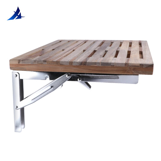445mm*330mm Teak Wall Mount Fold Down Bench with Slots for Boat, Shower Room, Steam, Sauna Room