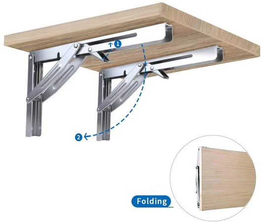 2 Pieces Folding Heavy Duty Shelf-Bracket Bench Table Folding Shelf or Bracket, Max. Load 550lbs