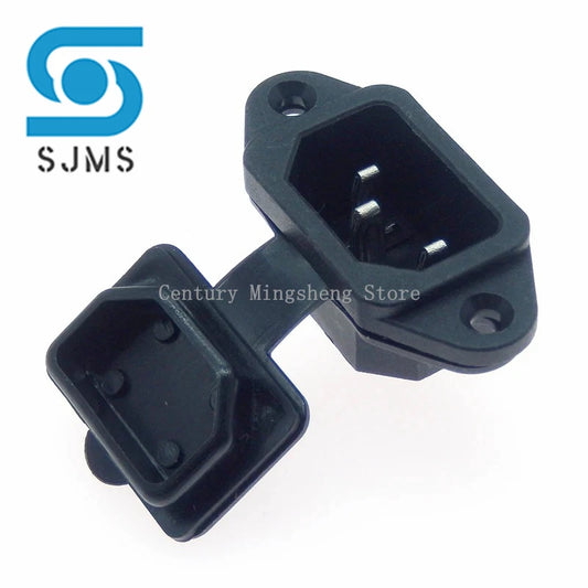 1PC AC Power Socket 250V 10A 3 pins Male Plug Panel Power Charging Outlet AC-14 Connector With Waterproof Cap