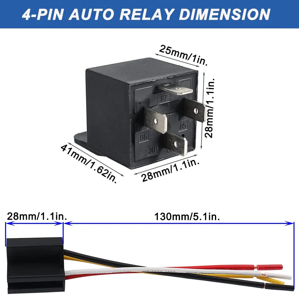 1pcs 40Amp Automotive Relay with Interlocking Socket Heavy Duty for Truck Car Van Motorcycle Boat Relay 4-pin 12V DC