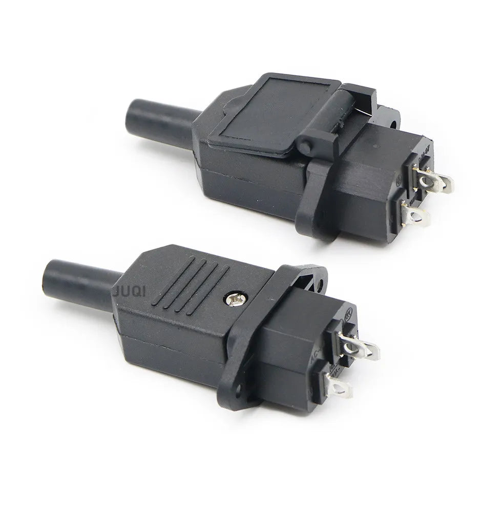 Black CE IEC320 C13 C14 AC Power Panel Socket  Rewirable Wiring Plug Electric Battery Receptacle Docking Outlet 10A 250V