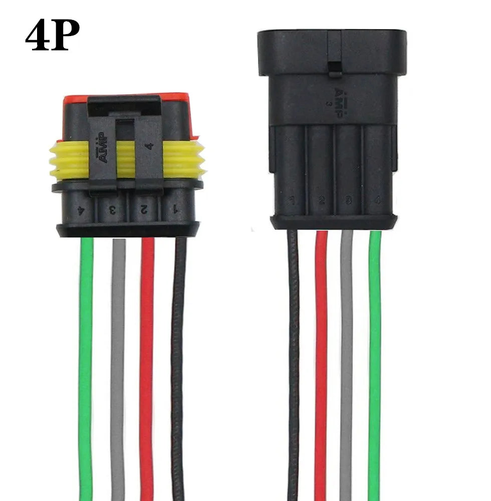 1set AMP 1P 2P 3P 4P 5P 6P Way Waterproof Electrical Auto Connector Male Female Plug with Wire Cable harness for Car Motorcycle