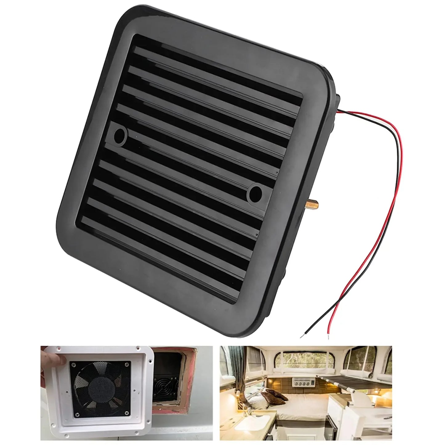 RV Side Vent Fan, 12/24V Vent Fan One-Way Silent Wind Air Vent Ventilation Exhaust Fan for Caravan, Motorhome, Camper, White