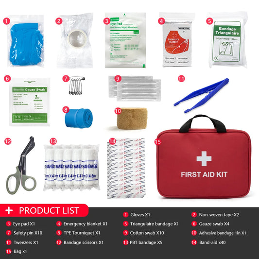 All Purpose First Aid Kit Emergency Medical Portable Bag for Outdoor Camping Hiking Home Emergency Rescue Equipment Supplies