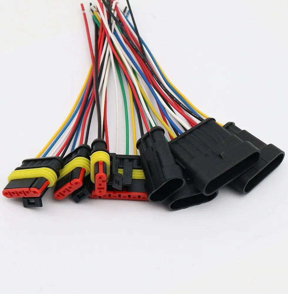 1set AMP 1P 2P 3P 4P 5P 6P Way Waterproof Electrical Auto Connector Male Female Plug with Wire Cable harness for Car Motorcycle