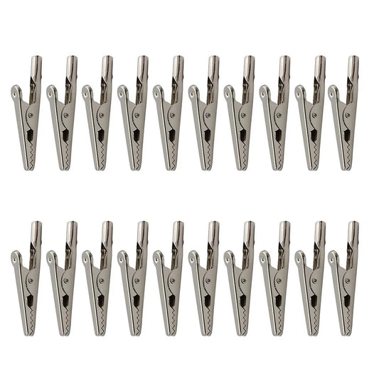 20Pcs Silver Tone Metal Alligator Clip Cable Lead Crocodile Clamps 50mm