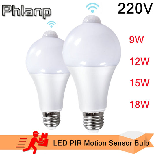 E27 PIR Motion Sensor Lamp 9W 12W 15W 18W /220V LED Bulb with Motion Sensor Infrared Radiation Motion Detector Security Light