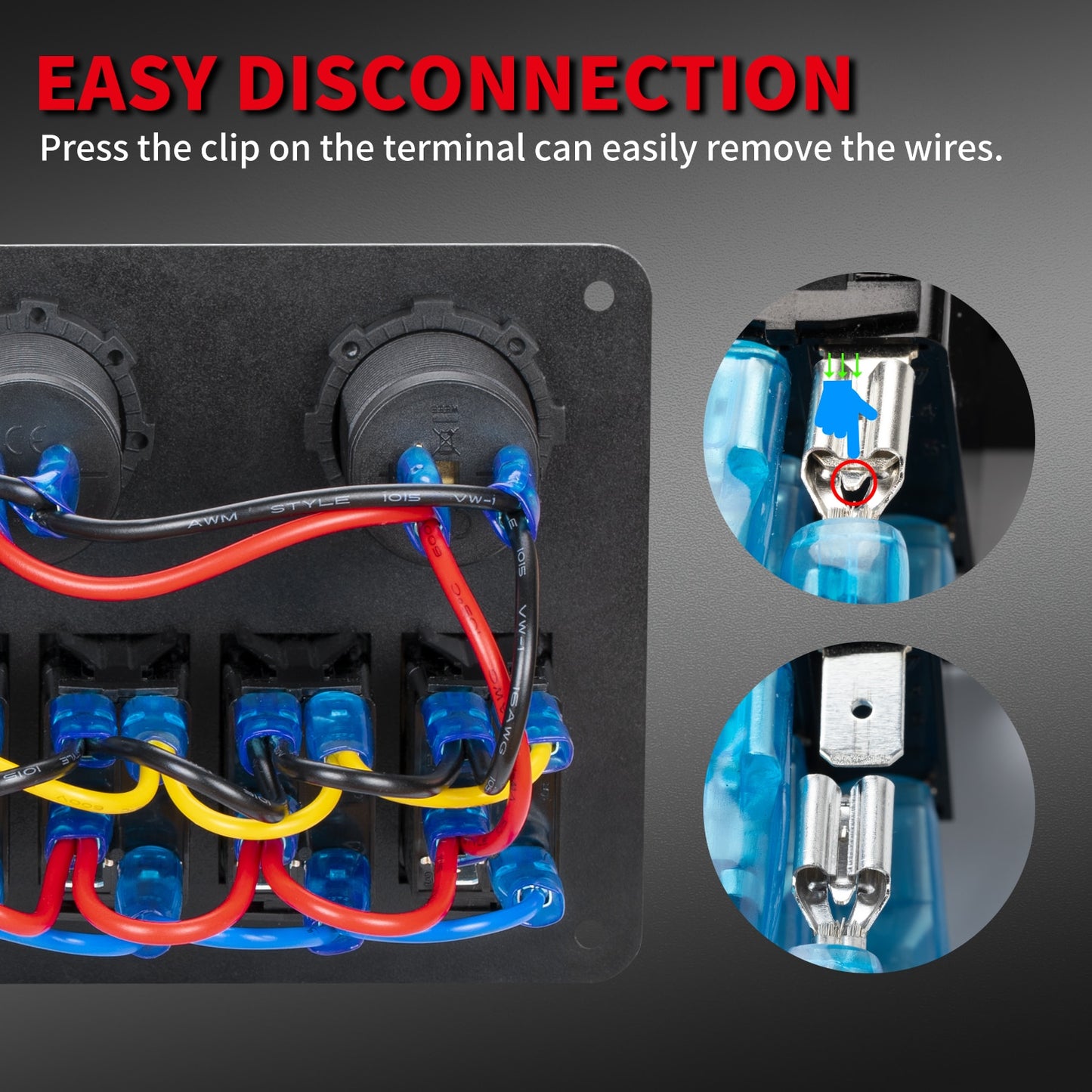 RV Waterproof Switch Panel 6 Gang 12V Rocker Switch Panel Car with USB Cigarette Lighter Socket Voltmeter For Marine Boat Truck